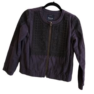 Madewell Embroidered Jacket | Color: Black/Purple / size: XS